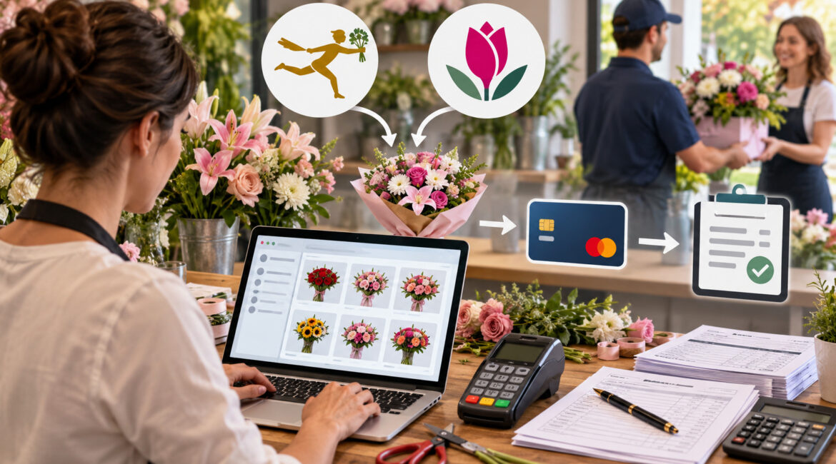 Florist reconciling FTD and Teleflora orders and payments